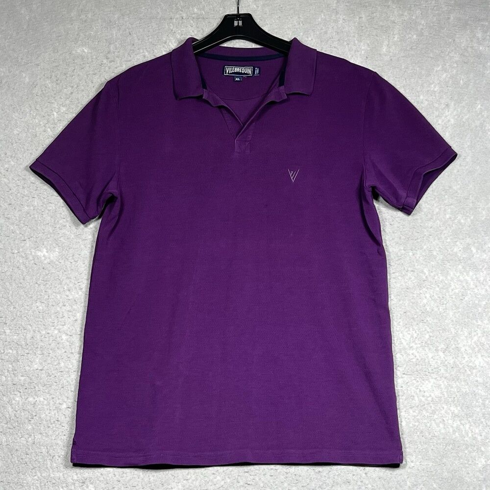 Vilebrequin Polo Shirt Pique Comfort Big Logo Men’s XL Deep Purple Rev Collar